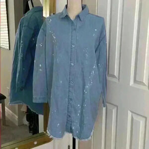 Venus splatter paint denim dress